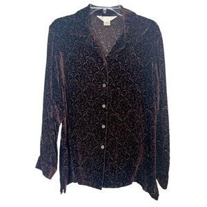 Petite Sophisticate Women's Brown Filigree Velvet Top (3-10)